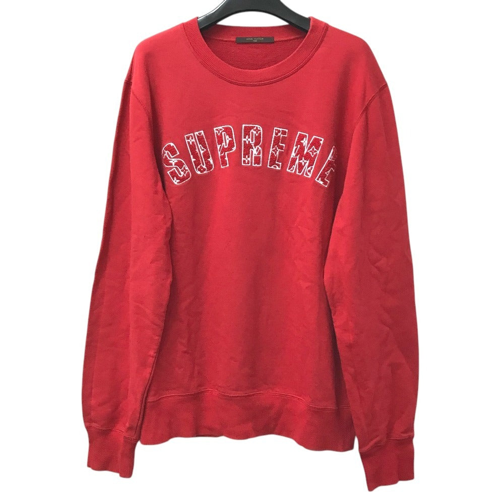 LOUIS VUITTON 不明 SUPREMEコラボ シュプリーム アーチロゴ クルーネック スウェット 長袖 アパレル トップス トレーナー コットン メンズ レッド