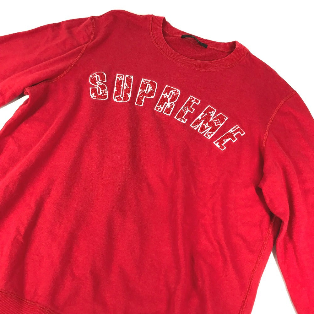LOUIS VUITTON 不明 SUPREMEコラボ シュプリーム アーチロゴ クルーネック スウェット 長袖 アパレル トップス トレーナー コットン メンズ レッド