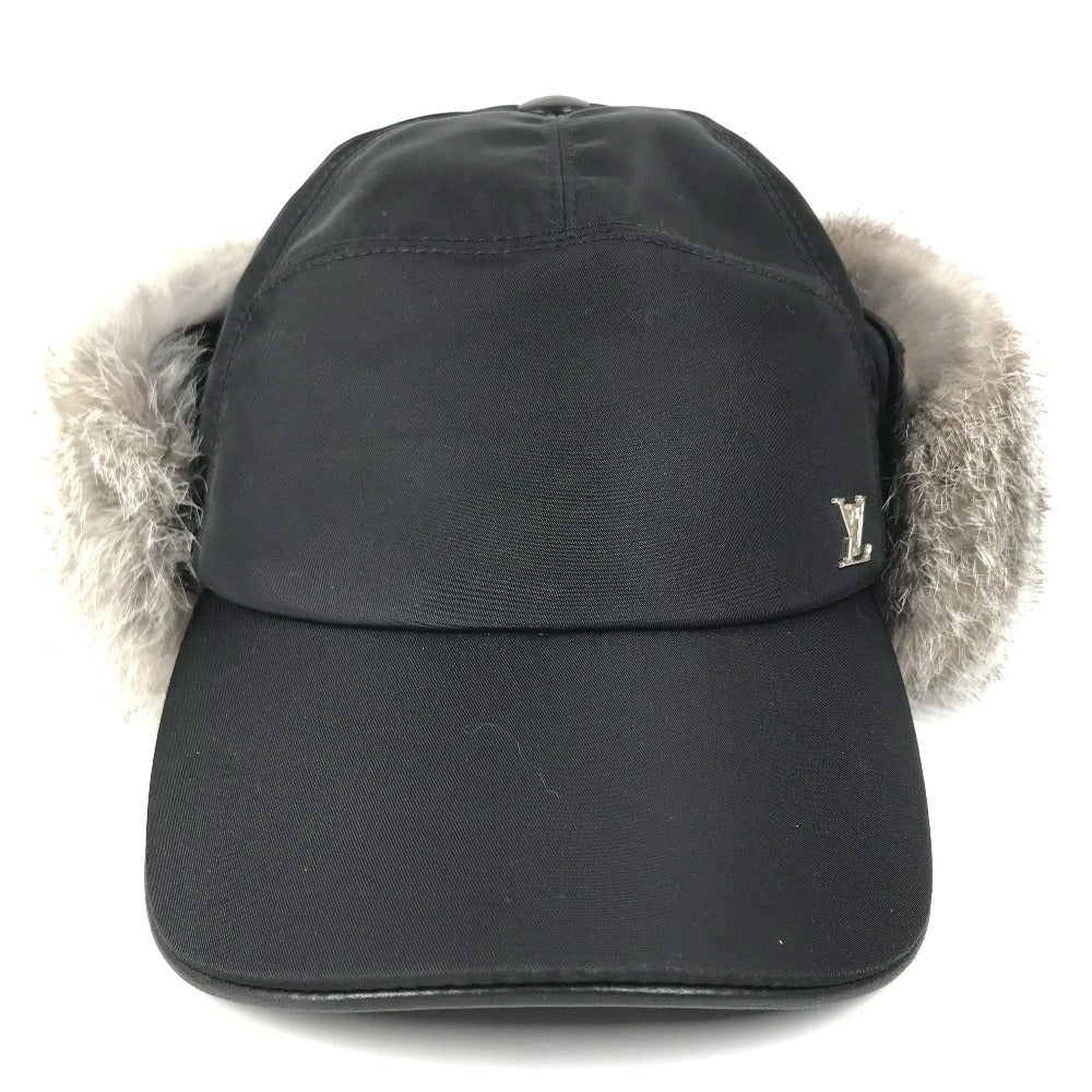 LOUIS VUITTON M70939 ファー フライト キャップ LVロゴ 帽子 キャップ帽 ベースボール キャップ ナイロン メンズ ブラック