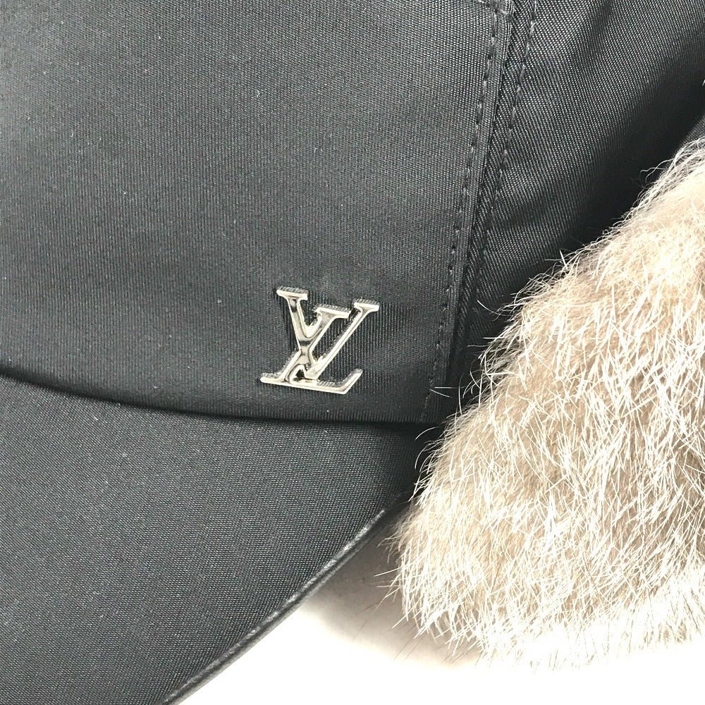 LOUIS VUITTON M70939 ファー フライト キャップ LVロゴ 帽子 キャップ帽 ベースボール キャップ ナイロン メンズ ブラック