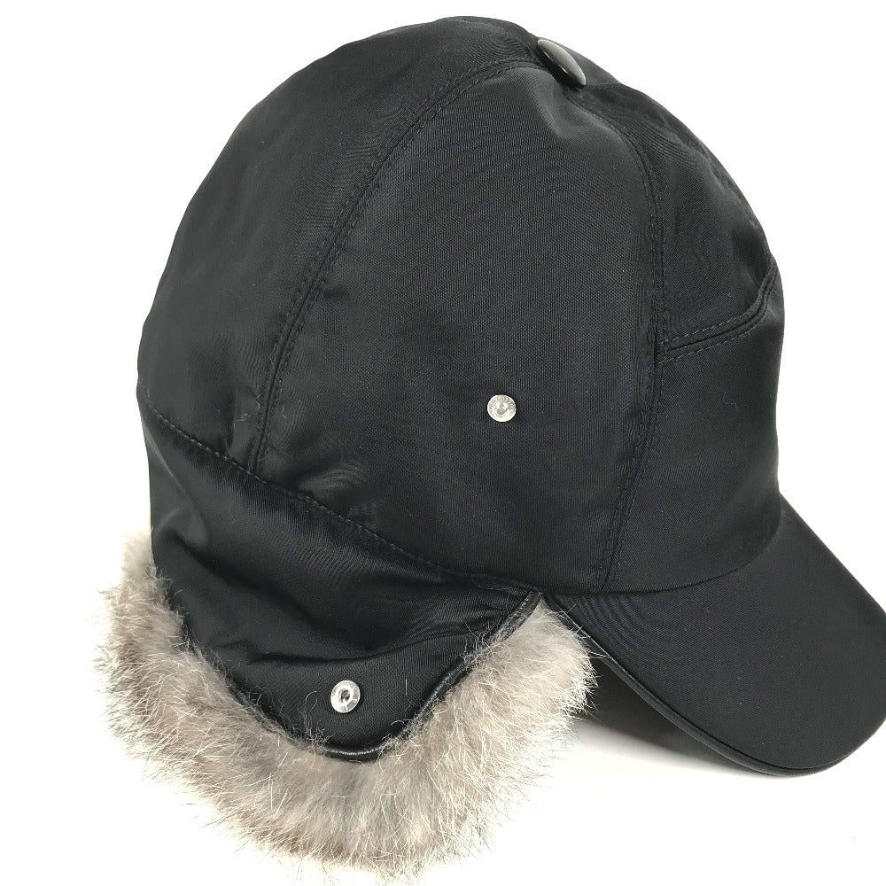 LOUIS VUITTON M70939 ファー フライト キャップ LVロゴ 帽子 キャップ帽 ベースボール キャップ ナイロン メンズ ブラック