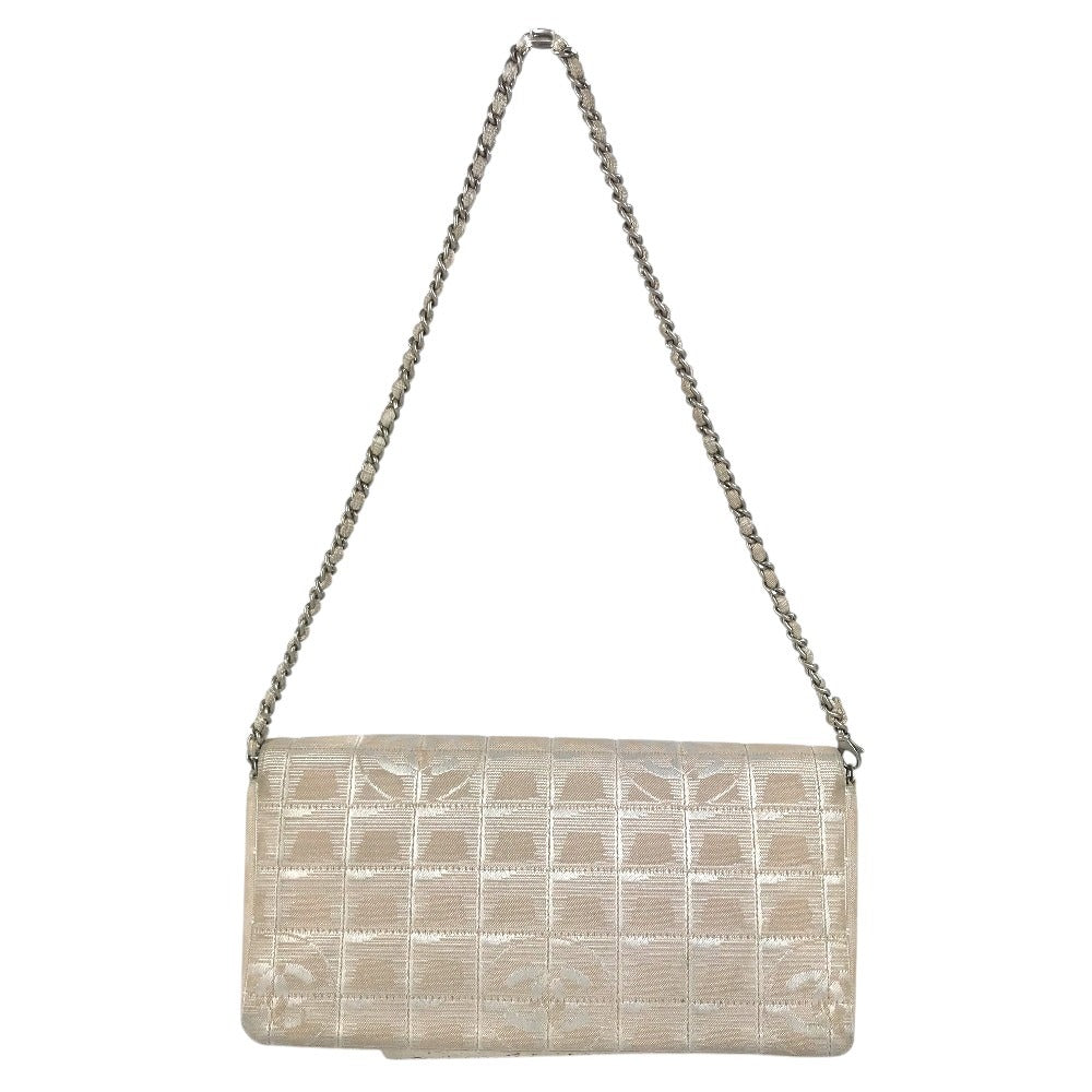 CHANEL ニュートラベルライン CC ココマーク ロゴ カバン 肩掛け フラップ チェーンバッグ ショルダーバッグ ナイロン レディース ベージュ
