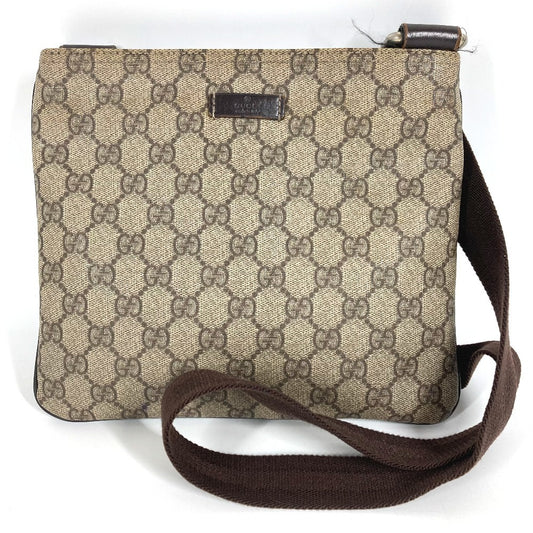 GUCCI 201538 GG logo Crossbody Pochette bag Shoulder Bag GGPVC/Leather Beige/Dark brown Used