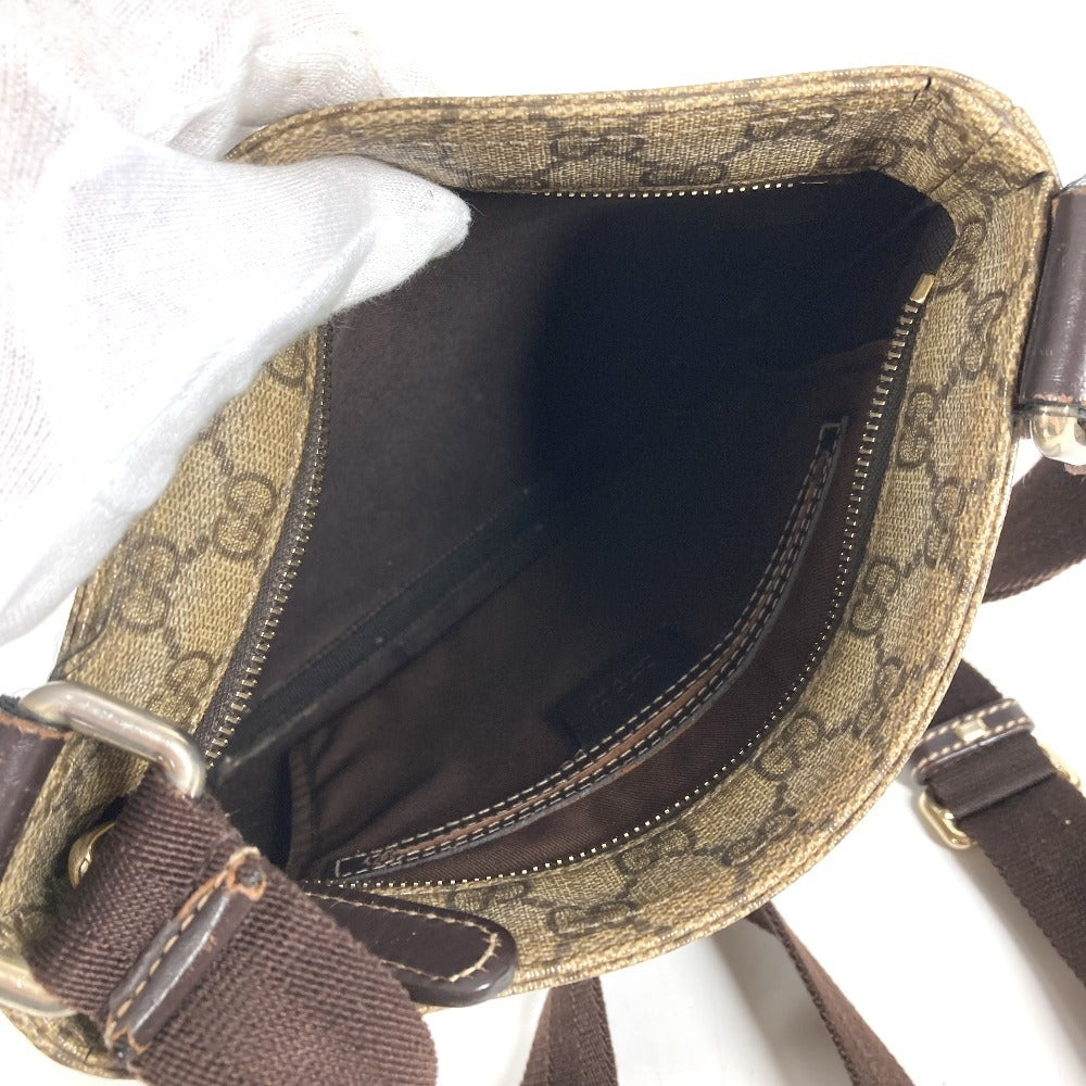 GUCCI 201538 GG logo Crossbody Pochette bag Shoulder Bag GGPVC/Leather Beige/Dark brown Used