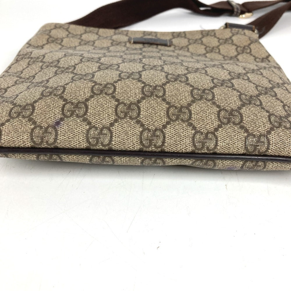 GUCCI 201538 GG logo Crossbody Pochette bag Shoulder Bag GGPVC/Leather Beige/Dark brown Used