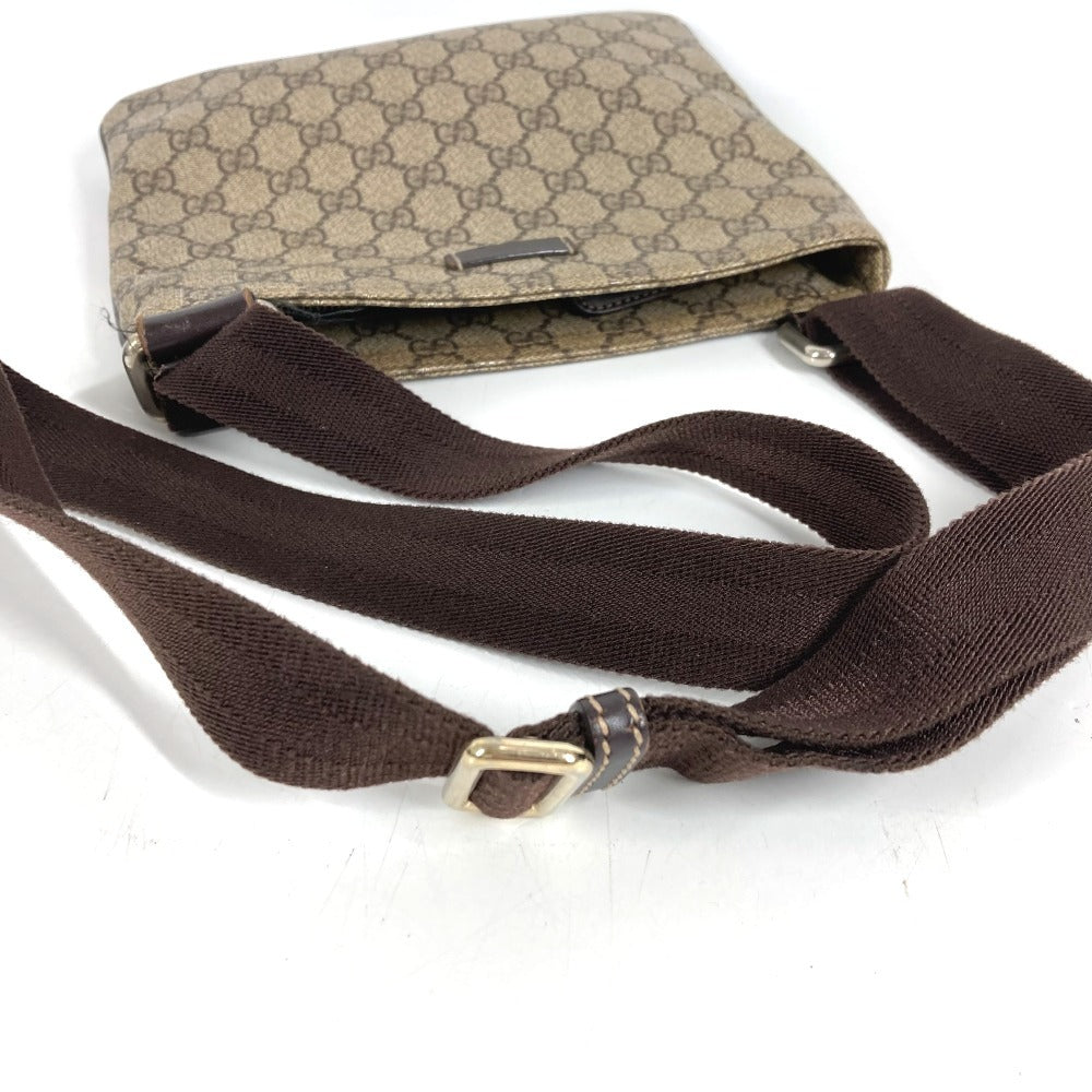 GUCCI 201538 GG logo Crossbody Pochette bag Shoulder Bag GGPVC/Leather Beige/Dark brown Used