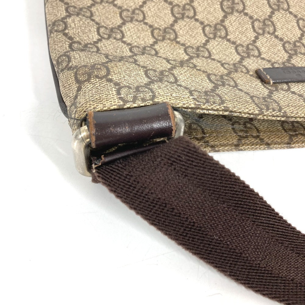 GUCCI 201538 GG logo Crossbody Pochette bag Shoulder Bag GGPVC/Leather Beige/Dark brown Used