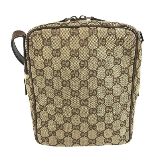 GUCCI 03136 GG logo all-over pattern bag shawl Shoulder Bag GGCanvas/Leather Beige Used