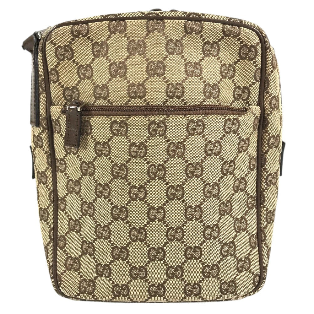 GUCCI 03136 GG logo all-over pattern bag shawl Shoulder Bag GGCanvas/Leather Beige Used