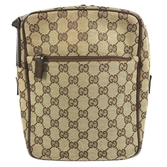 GUCCI 03136 GG logo all-over pattern bag shawl Shoulder Bag GGCanvas/Leather Beige Used