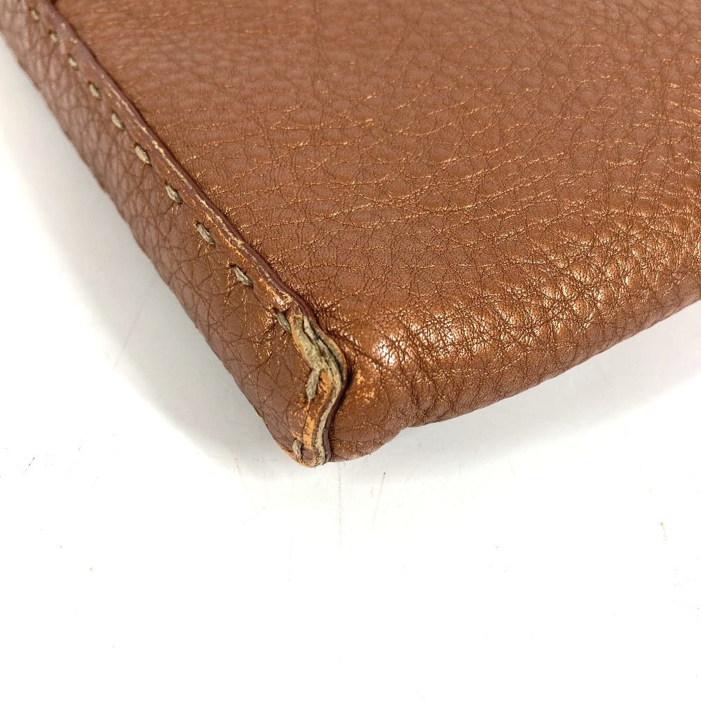 FENDI Selleria logo Crossbody Pochette bag Shoulder Bag Leather Brown Used