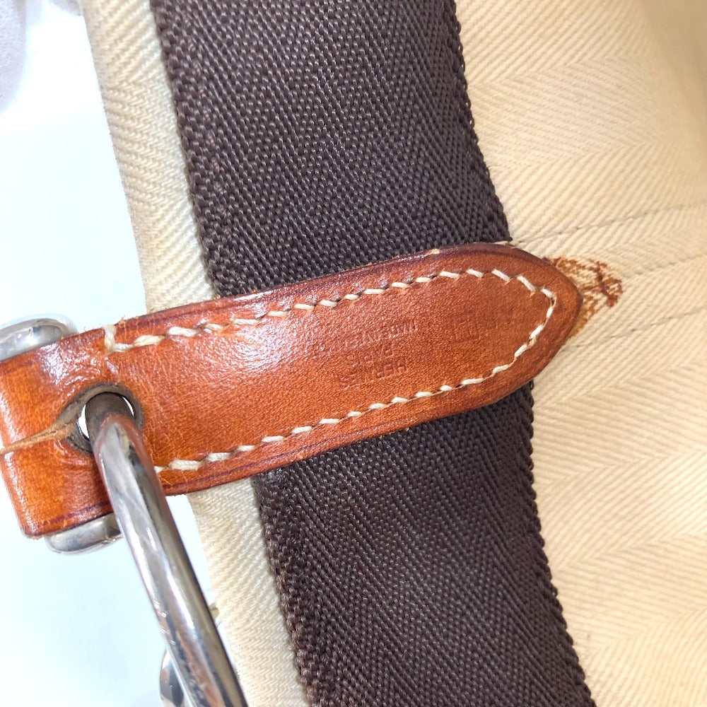 HERMES Crossbody Sack de Pansage Bucket type bag with pouch Shoulder Bag Leather/Canvas Beige Used