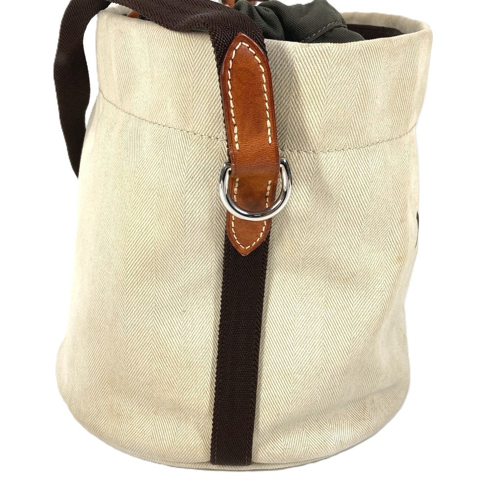HERMES Crossbody Sack de Pansage Bucket type bag with pouch Shoulder Bag Leather/Canvas Beige Used