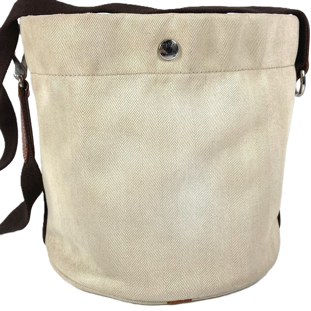 HERMES Crossbody Sack de Pansage Bucket type bag with pouch Shoulder Bag Leather/Canvas Beige Used