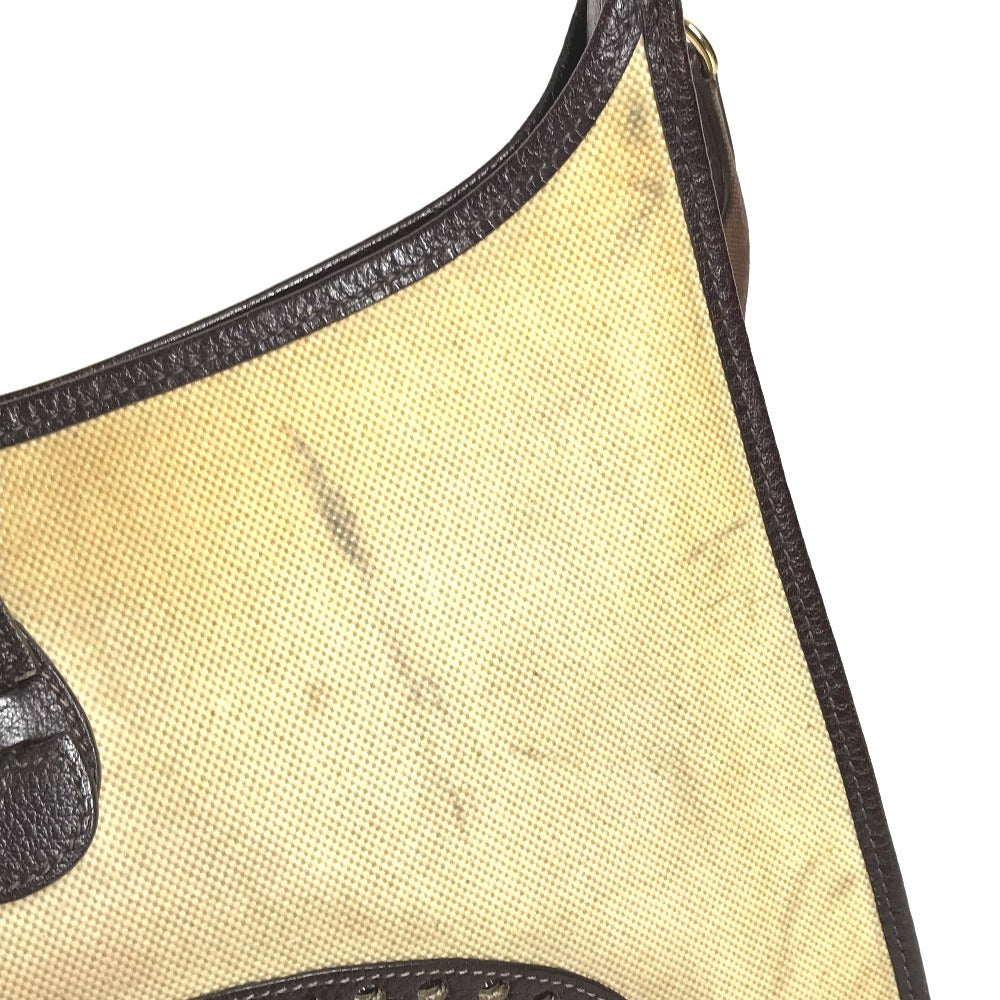 HERMES Evelyne 1 GM EvelyneGM Bag Crossbody Shoulder Bag Leather / Coated Canvas Beige/Brown Used