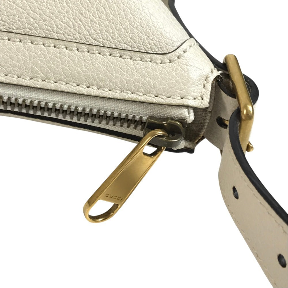 GUCCI 523588 Logo Hobo Bag Half Moon Bag Crossbody Shoulder Bag Leather White Used