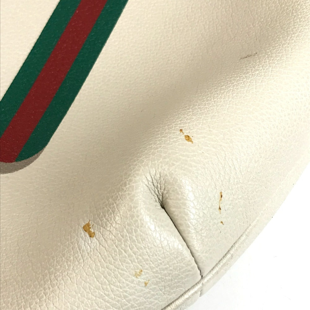 GUCCI 523588 Logo Hobo Bag Half Moon Bag Crossbody Shoulder Bag Leather White Used