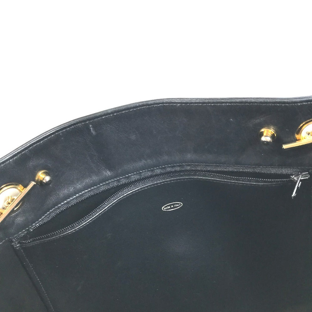 CHANEL vintage Matelasse Quilted Bag Double Chain Chain Bag Tote Bag Shoulder Bag Leather Black/Gold Used