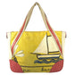 PRADA Logo Shoulder Bag Tote Bag Leather/Canvas yellow/Red x Beige Used