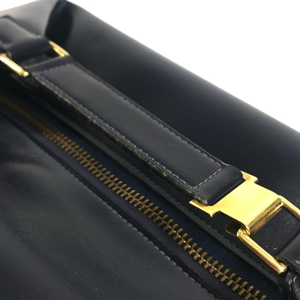 HERMES vintage Vanity bag bag pouch Hand Bag Leather Navy Used