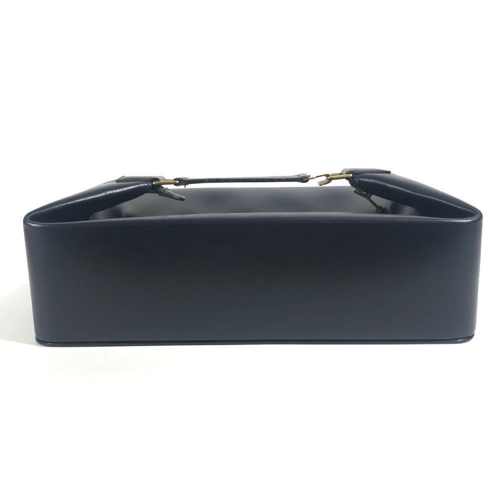 HERMES vintage Vanity bag bag pouch Hand Bag Leather Navy Used
