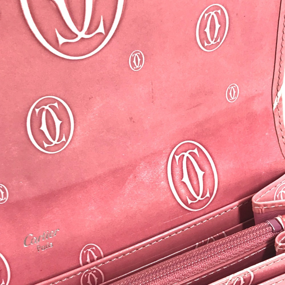 CARTIER Happy birthday logo Long Wallet Bi-fold Flap Long Wallet Leather pink Used
