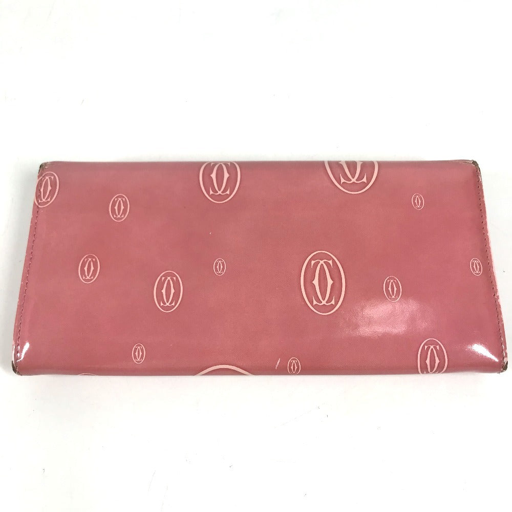 CARTIER Happy birthday logo Long Wallet Bi-fold Flap Long Wallet Leather pink Used