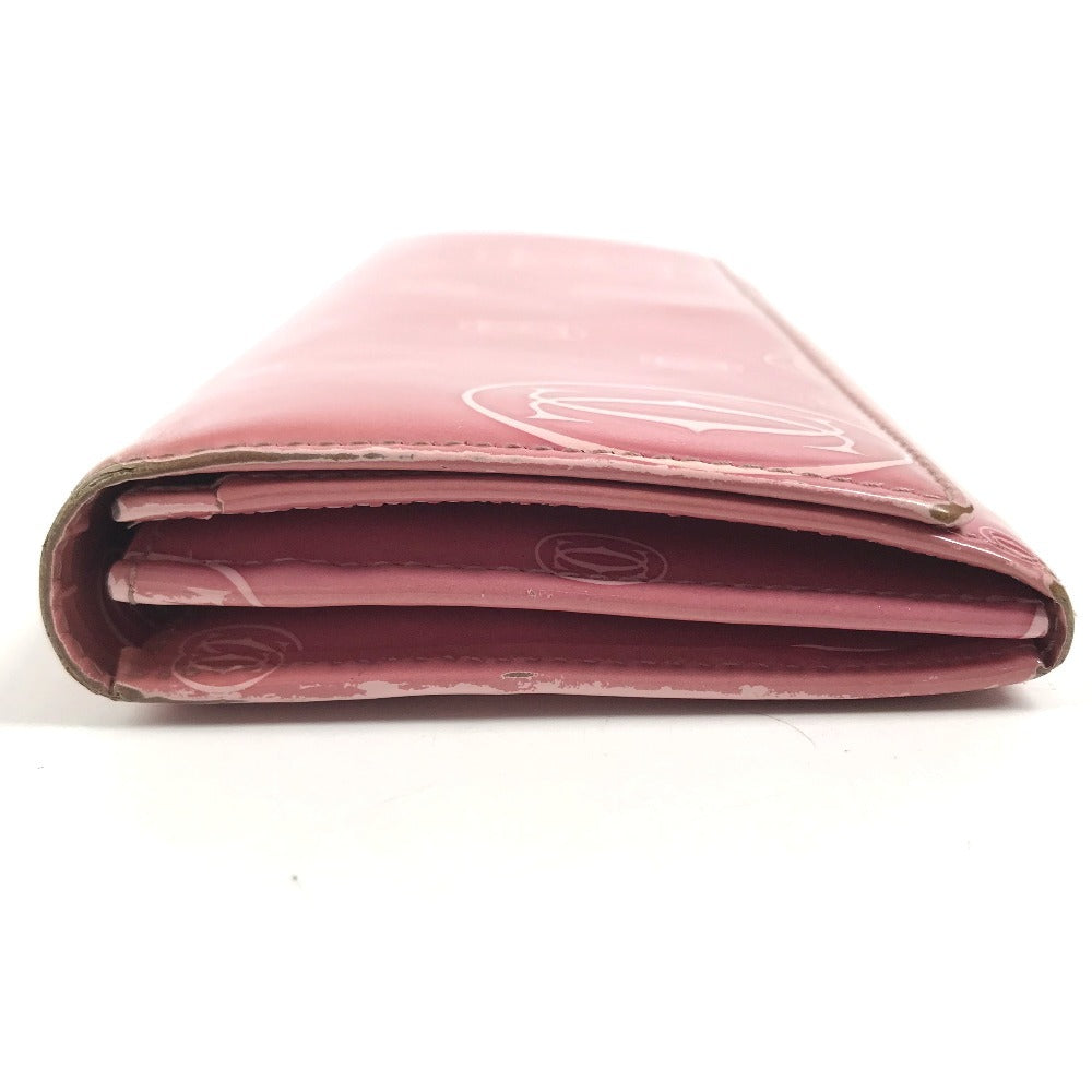 CARTIER Happy birthday logo Long Wallet Bi-fold Flap Long Wallet Leather pink Used