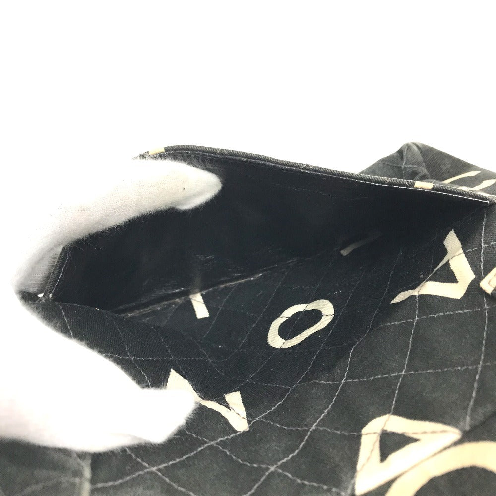 CHANEL vintage CC Mark logo quilted all-over pattern Bag Tote Bag Hand Bag Canvas Black/White Used