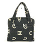 CHANEL vintage CC Mark logo quilted all-over pattern Bag Tote Bag Hand Bag Canvas Black/White Used