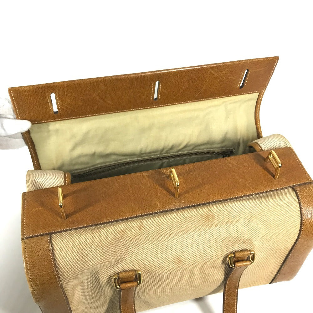 HERMES Vanity bag Shoulder Bag with pouch Duffle Bag Leather/Canvas Beige/Brown Used