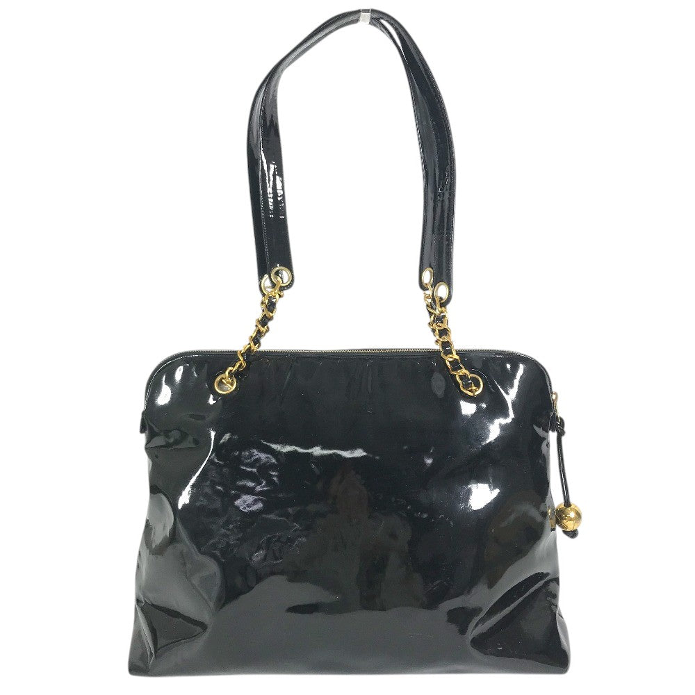 CHANEL vintage Logo CC CC Mark Shoulder bag, enamel, patent leather, GoldHardware Shoulder Bag enamel Black/GoldHardware Used