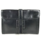 HERMES H logo vintage Jige PM Bag Document Bag Flap Cluch Bag Clutch bag Leather Black Used