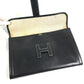 HERMES H logo vintage Jige PM Bag Document Bag Flap Cluch Bag Clutch bag Leather Black Used