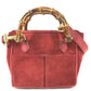 GUCCI 007 1793 0236 vintage Bamboo Mini 2-Way Bag Bag Shoulder Bag Hand Bag Leather / suede Red Used