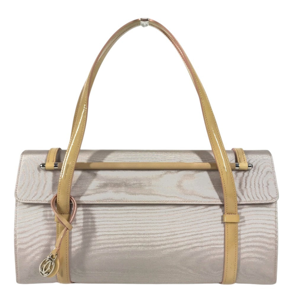 CARTIER Cabochon Logo Bag 2WAY Bag Shoulder Bag Hand Bag Canvas / Patent Leather BeigeBased/Pink BeigeBased Used