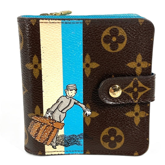 LOUIS VUITTON M60036 Monogram Groom Compact Zip Compact Zip Wallet Compact Wallet Folded wallet MonogramCanvas Brown/blue Used