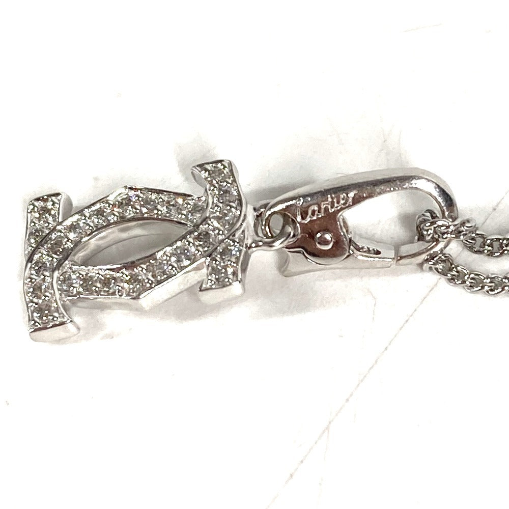 CARTIER K18 Gold 18K 2C Logo Charm Pendant Top Necklace Accessories Chain Necklace Jewelry Diamond charm WG750 Silver Used