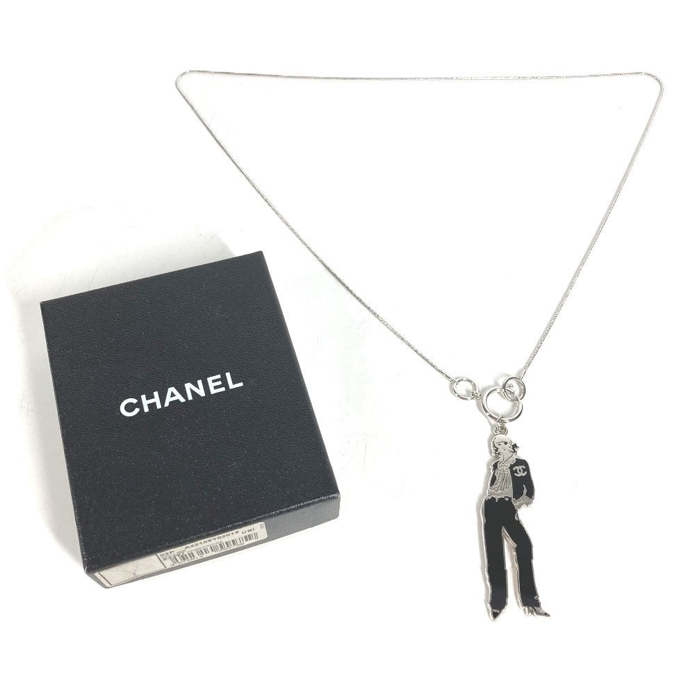 CHANEL 03P Mademoiselle CC CC Mark Accessories Necklace Metal Black/Silver Used