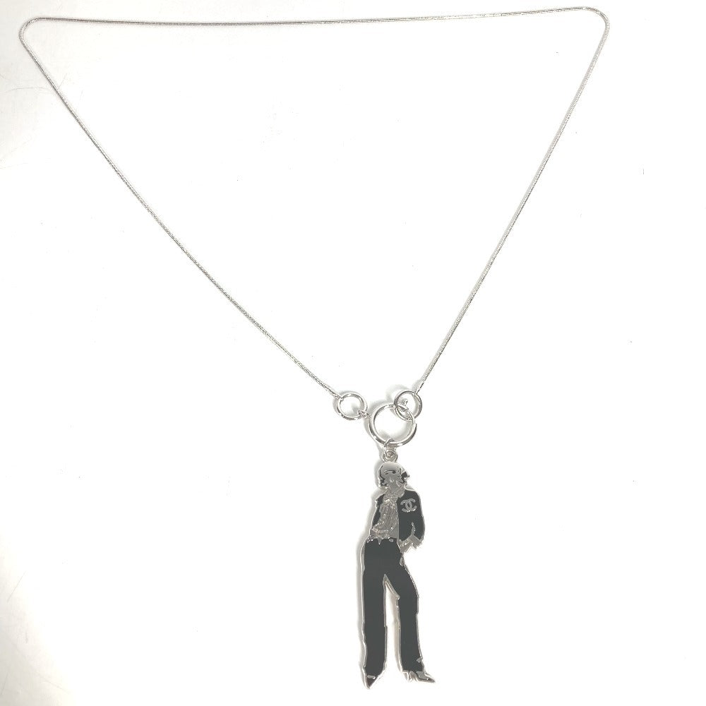 CHANEL 03P Mademoiselle CC CC Mark Accessories Necklace Metal Black/Silver Used