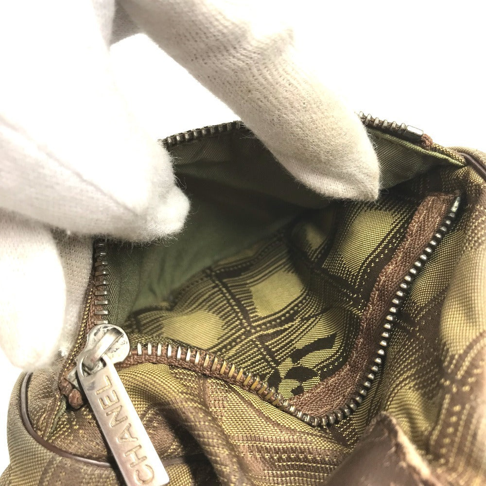 CHANEL New travel line Cylindrical CC CC Mark logo Vintage Chanel shoulder bag. Shoulder Bag Leather / Nylon khaki Used