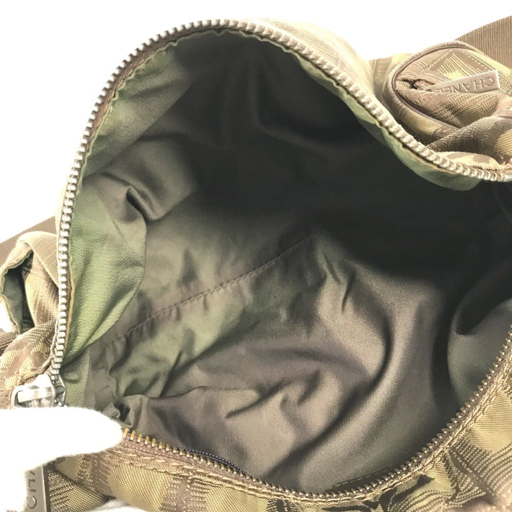 CHANEL New travel line Cylindrical CC CC Mark logo Vintage Chanel shoulder bag. Shoulder Bag Leather / Nylon khaki Used