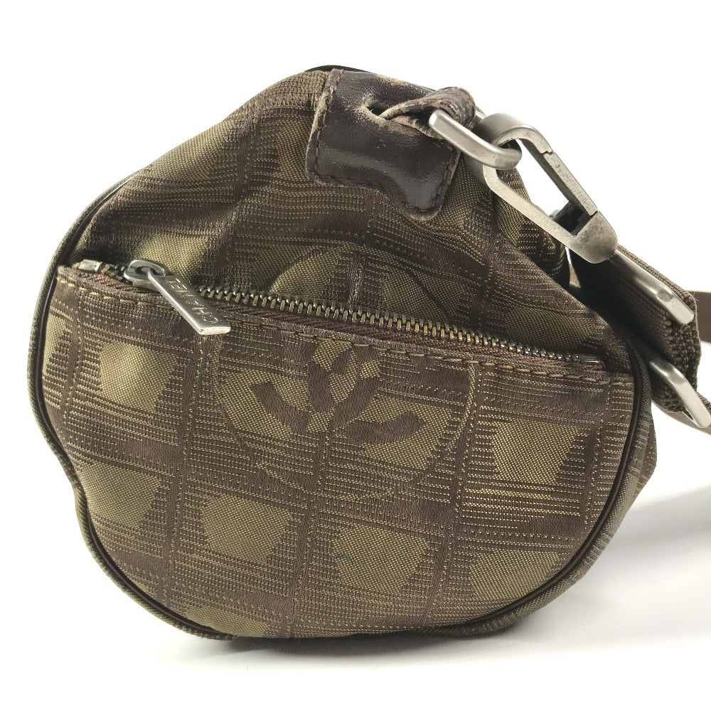 CHANEL New travel line Cylindrical CC CC Mark logo Vintage Chanel shoulder bag. Shoulder Bag Leather / Nylon khaki Used