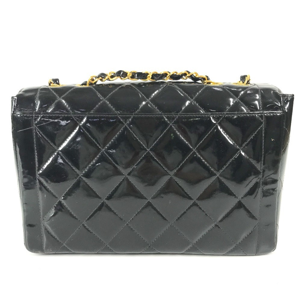 CHANEL vintage Matelasse Quilted CC CC Mark Logo Bag Double Chain Chain Bag Flap Shoulder Bag Patent Leather Black/GoldHardware Used
