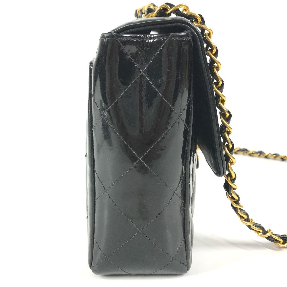 CHANEL vintage Matelasse Quilted CC CC Mark Logo Bag Double Chain Chain Bag Flap Shoulder Bag Patent Leather Black/GoldHardware Used