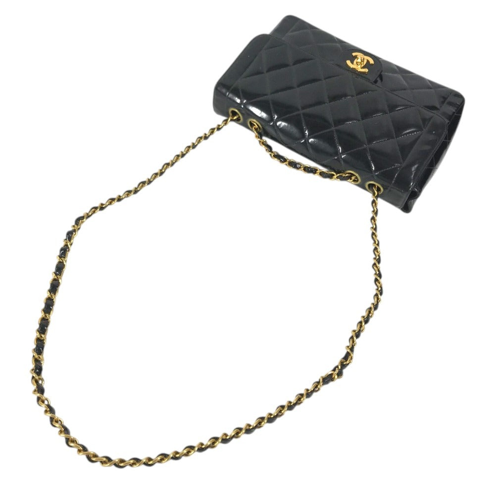 CHANEL vintage Matelasse Quilted CC CC Mark Logo Bag Double Chain Chain Bag Flap Shoulder Bag Patent Leather Black/GoldHardware Used