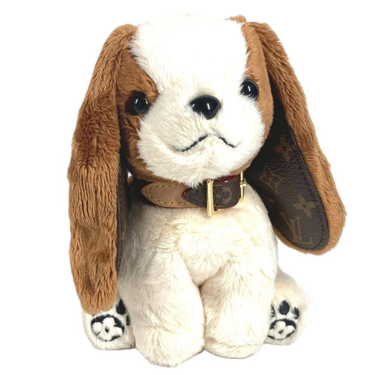 LOUIS VUITTON M03388 Monogram Bag Charm LV Dog Dog Charm Key Holder Faux fur Brown/White Used