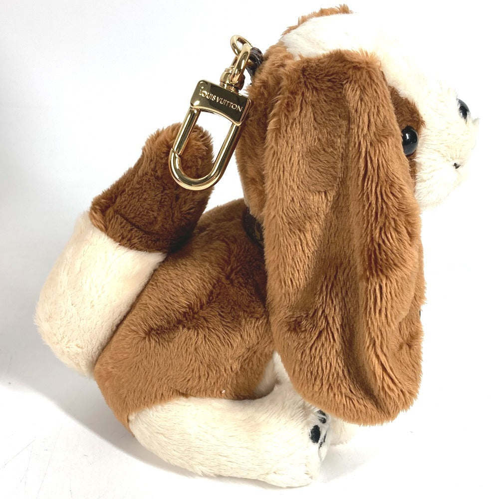 LOUIS VUITTON M03388 Monogram Bag Charm LV Dog Dog Charm Key Holder Faux fur Brown/White Used