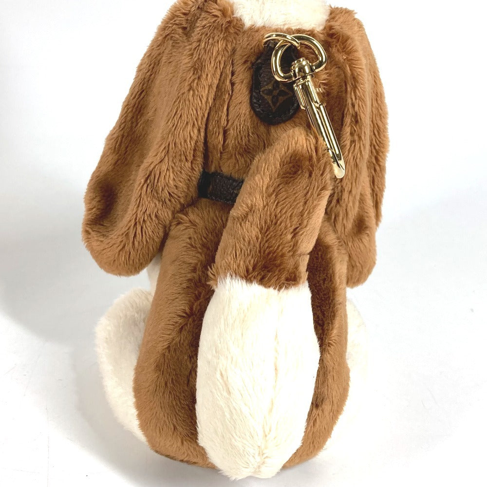 LOUIS VUITTON M03388 Monogram Bag Charm LV Dog Dog Charm Key Holder Faux fur Brown/White Used