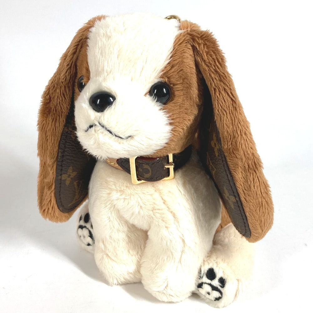 LOUIS VUITTON M03388 Monogram Bag Charm LV Dog Dog Charm Key Holder Faux fur Brown/White Used